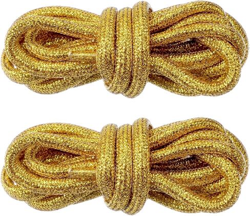 2 Pairs Glitter Metallic Shiny Shoe Laces, Round Bling Shoe Laces, Rhinestone ShoeLaces, 120cm Fun Fancy Shoestrings for Adult Sneakers Boots Sweatpants Hoodies Accessories(Gold) in Kuwait