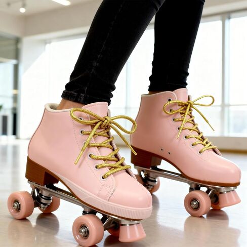 2 Pairs Glitter Metallic Shiny Shoe Laces, Round Bling Shoe Laces, Rhinestone ShoeLaces, 120cm Fun Fancy Shoestrings for Adult Sneakers Boots Sweatpants Hoodies Accessories(Gold) in Kuwait