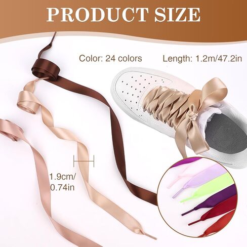 24 قطعة من أربطة الأحذية الشريطية للنساء، أربطة أحذية حريرية من الساتان للأطفال والأحذية الرياضية النسائية in Kuwait