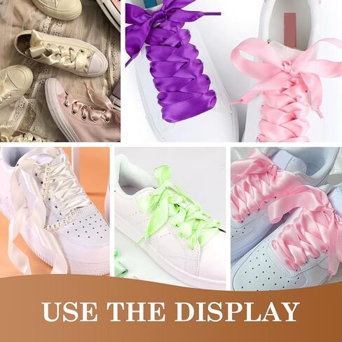 24 قطعة من أربطة الأحذية الشريطية للنساء، أربطة أحذية حريرية من الساتان للأطفال والأحذية الرياضية النسائية in Kuwait
