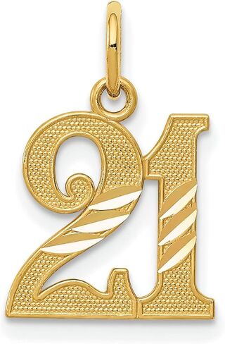 14K Yellow Gold 21 Pendant Charm Jewelry FindingKing in Saudi Arabia