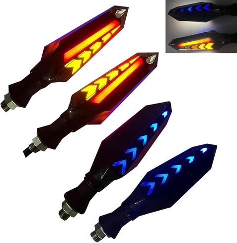 4 قطع من مصابيح إشارة الانعطاف للدراجات النارية، مؤشر LED على شكل سهم مع تأثير ضوء أصفر متدفق، وميض للجري أثناء النهار على الوجهين، ملحق عالمي رائع معدل للدراجات النارية (أحمر) in Saudi Arabia