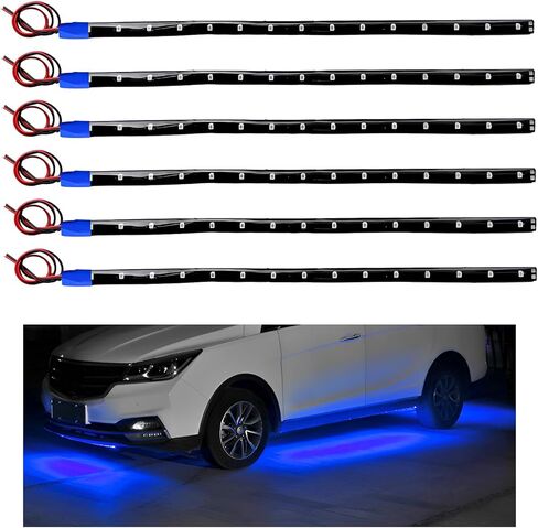 6 PCS 15 LED Strip Underbody Light, 12V Waterproof Car Underglow LED Lamp Strip with 6 Inch Wire, Flexible Under Body Light Exterior Decoration for Car Motorcycle Truck Boat (Green) in Saudi Arabia
