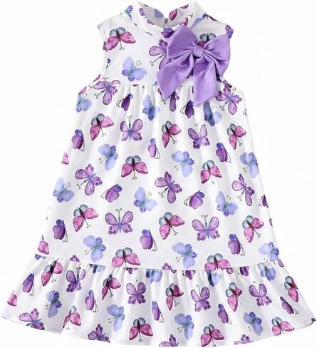 ملابس الفتيات الصغيرات بدون أكمام فستان متوسط ​​الطول متأرجح للأطفال الصغار فساتين غير رسمية ملابس صيفية فستان الشمس in Kuwait