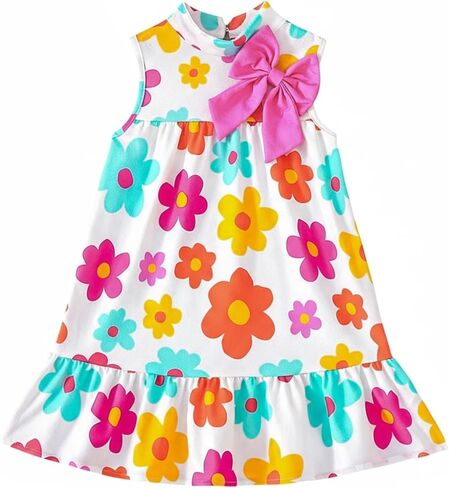 Kids Little Girl Clothes Sleeveless A Line Swing Midi Dress Toddler Casual Dresses Summer Outfits Sundress in Saudi Arabia
