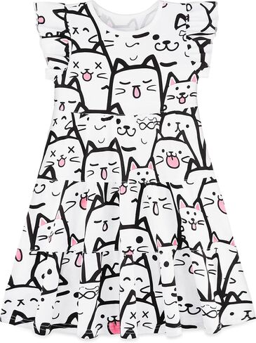 فستان كاجوال للفتيات، قطن ناعم بأكمام قصيرة للأطفال، فستان صيفي للمراهقين على شكل حرف A قابل للتنفس مقاس 2T 3T 4T 5 6 7 8 9 10 12 13 in Kuwait