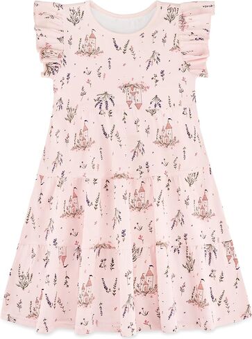 Girls' Casual Dress,Soft Cotton Kids Short Sleeve,Breathable A-Line Teen Sundress Size 2T 3T 4T 5 6 7 8 9 10 12 13 in Saudi Arabia