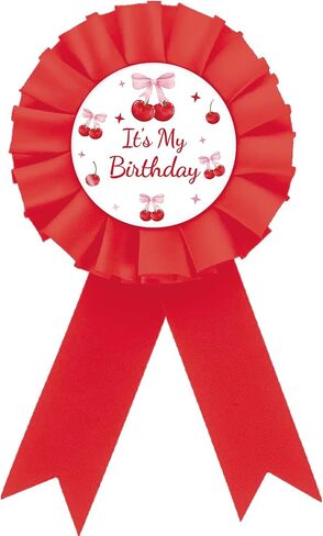 Cherry It's My Birthday Badge Pin, Pink Bows Happy Birthday Button Pin, Red Rosette Sweet Berry Award Ribbon for Girls, She Is The Cherry on Top Themed Party Supplies in Saudi Arabia