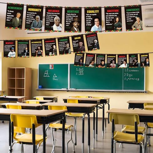 لافتة شهر التاريخ الأسود - 21 قطعة من الأعلام الأمريكية الأفريقية الملهمة ديكور بطول 19 قدم، لافتة معلقة لتزيين الحائط للاحتفال بالمهرجانات والفصول الدراسية والمكتب وساحة الحديقة in Kuwait