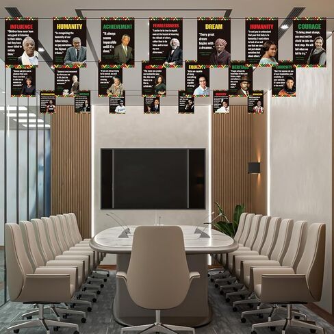 لافتة شهر التاريخ الأسود - 21 قطعة من الأعلام الأمريكية الأفريقية الملهمة ديكور بطول 19 قدم، لافتة معلقة لتزيين الحائط للاحتفال بالمهرجانات والفصول الدراسية والمكتب وساحة الحديقة in Kuwait