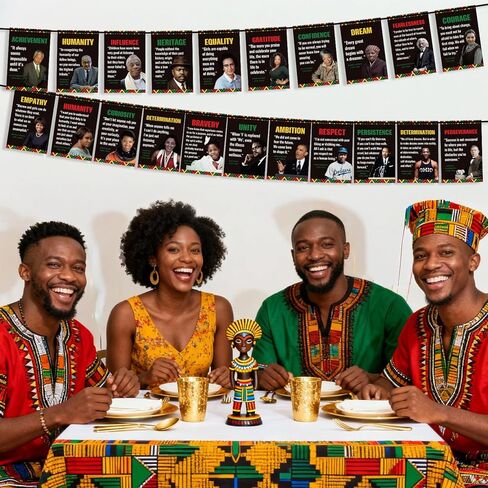 لافتة شهر التاريخ الأسود - 21 قطعة من الأعلام الأمريكية الأفريقية الملهمة ديكور بطول 19 قدم، لافتة معلقة لتزيين الحائط للاحتفال بالمهرجانات والفصول الدراسية والمكتب وساحة الحديقة in Kuwait