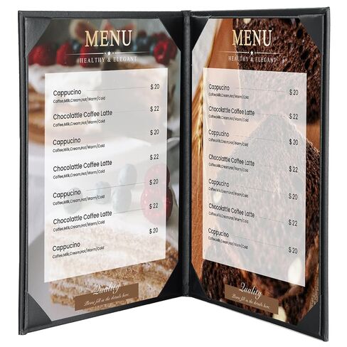 6 Pack 6 View Menu Holder Menu Covers 8.5" x 11" | Restaurant Menu Covers Diploma Cover Black Leather Menu Sleeves Book Style for Restaurant Coffee Bars Wine List Fit for Letter Size Paper in Saudi Arabia