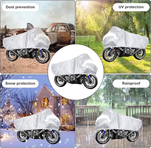 Klmnop Motorcycle Half Cover, Outdoor Waterproof XL Motorcycle Cover, Fix with a Strap, Comes with Storage Bag for Most Full Dress Touring Cruiser(Silver) in Saudi Arabia