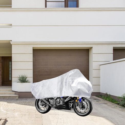 Klmnop Motorcycle Half Cover, Outdoor Waterproof XL Motorcycle Cover, Fix with a Strap, Comes with Storage Bag for Most Full Dress Touring Cruiser(Silver) in Saudi Arabia