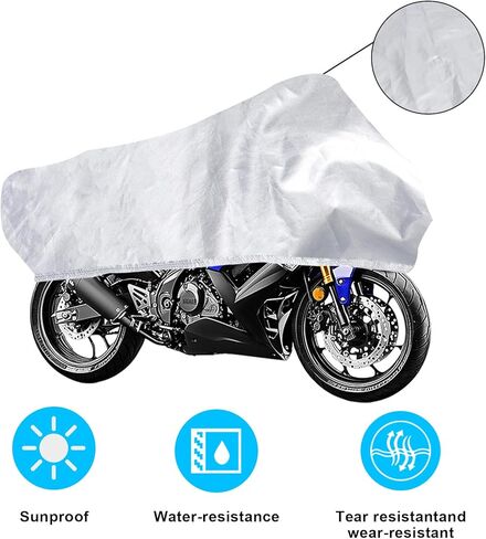 Klmnop Motorcycle Half Cover, Outdoor Waterproof XL Motorcycle Cover, Fix with a Strap, Comes with Storage Bag for Most Full Dress Touring Cruiser(Silver) in Saudi Arabia