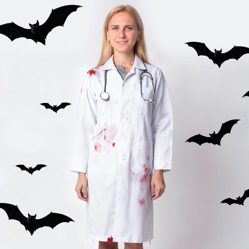 Lab Coat for Woman,White Doctor Costume for Adults, Long Sleeve Unisex Science Medical Coat in Kuwait
