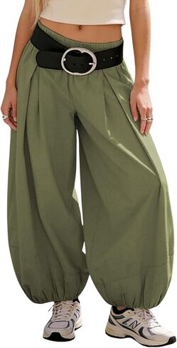 Xiaoxuemeng Baggy Wide Leg Pants Womens Cotton Barrel Pants High Waisted Balloon Pants with Pockets in Saudi Arabia
