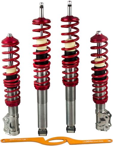 maxpeedingrods Coilovers for VW Jetta MK2 1984-1992، Jetta MK3 1993-1998، for VW Golf Mk2 1985-1992، Golf Mk3 1991-2000، طقم تعليق Coilovers قابل للتعديل، مجموعات خفض التخميد مسبقًا باللون الأحمر in Saudi Arabia