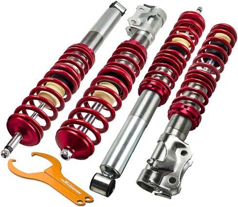 maxpeedingrods Coilovers for VW Jetta MK2 1984-1992، Jetta MK3 1993-1998، for VW Golf Mk2 1985-1992، Golf Mk3 1991-2000، طقم تعليق Coilovers قابل للتعديل، مجموعات خفض التخميد مسبقًا باللون الأحمر in Saudi Arabia