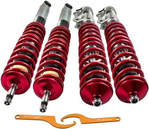 maxpeedingrods Coilovers for VW Jetta MK2 1984-1992، Jetta MK3 1993-1998، for VW Golf Mk2 1985-1992، Golf Mk3 1991-2000، طقم تعليق Coilovers قابل للتعديل، مجموعات خفض التخميد مسبقًا باللون الأحمر in Saudi Arabia