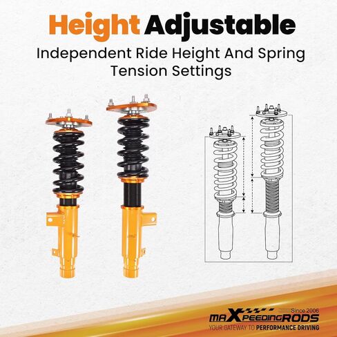 maxpeedingrods Coilovers لهوندا أكورد 2013-2017 CT1 / CT2 / CR1 / CR2، لـ Acura TLX UB1 UB2 2015-2020، طقم تعليق كويلوفيرز قابل للتعديل 24 مستوى، طقم خفض الارتفاع قابل للتعديل، ذهبي in Saudi Arabia