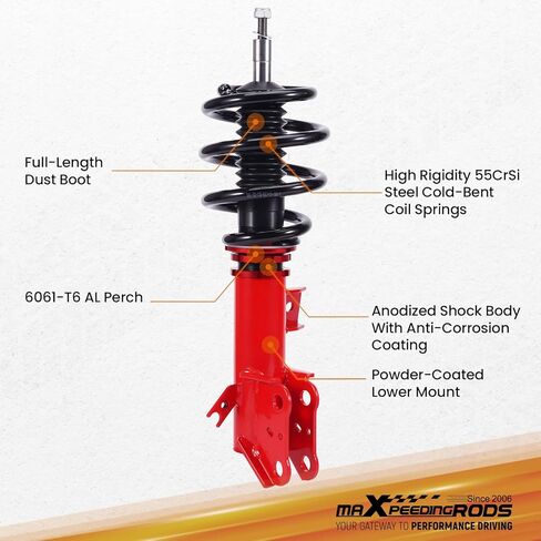 maXpeedingrods Coilovers for Ford Fusion 2013-2020, for Ford Mondeo 2014-2022, Height Adjustable Coilovers Suspension Kit, Preset Damping Shock Absorber Struts Lowering Kit Red in Saudi Arabia