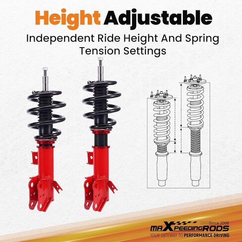 maXpeedingrods Coilovers for Ford Fusion 2013-2020, for Ford Mondeo 2014-2022, Height Adjustable Coilovers Suspension Kit, Preset Damping Shock Absorber Struts Lowering Kit Red in Saudi Arabia