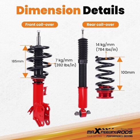 maXpeedingrods Coilovers for Ford Fusion 2013-2020, for Ford Mondeo 2014-2022, Height Adjustable Coilovers Suspension Kit, Preset Damping Shock Absorber Struts Lowering Kit Red in Saudi Arabia