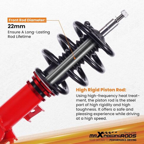 maXpeedingrods Coilovers for Ford Fusion 2013-2020, for Ford Mondeo 2014-2022, Height Adjustable Coilovers Suspension Kit, Preset Damping Shock Absorber Struts Lowering Kit Red in Saudi Arabia