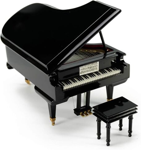 MusicBoxAttic Miniature Grand Glossy Black Piano Music Box – 18 Note Classical Mechanical Wind-Up Jewelry Box Organizer – Romantic Gift for Boys and Girls - Torna A Sorrento (Return to Sorrento) in Kuwait