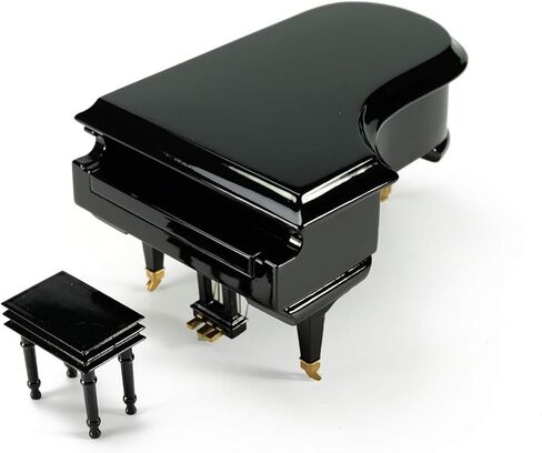 MusicBoxAttic Miniature Grand Glossy Black Piano Music Box – 18 Note Classical Mechanical Wind-Up Jewelry Box Organizer – Romantic Gift for Boys and Girls - Torna A Sorrento (Return to Sorrento) in Kuwait