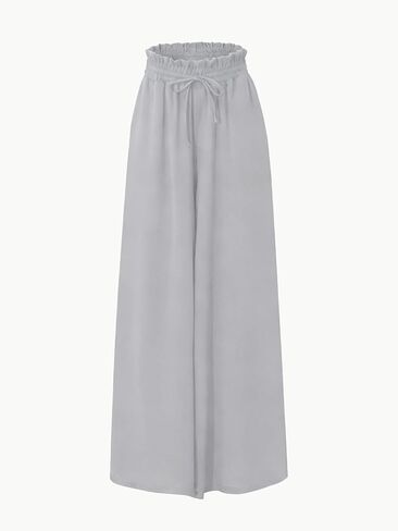 Women's Casual Pants Wide Leg High Waist Adjustable Knot Loose Vacation Trousers in Saudi Arabia