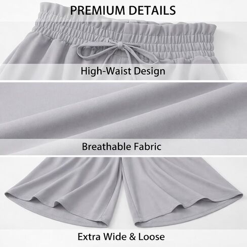 Women's Casual Pants Wide Leg High Waist Adjustable Knot Loose Vacation Trousers in Saudi Arabia