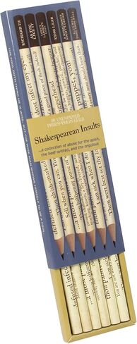 The Unemployed Philosophers Guild Shakespearean Insults Pencil Set - Box Wooden Paint-Dipped Unsharpened #2 Lead Pencils, Set of 6 Unique Designs in Saudi Arabia