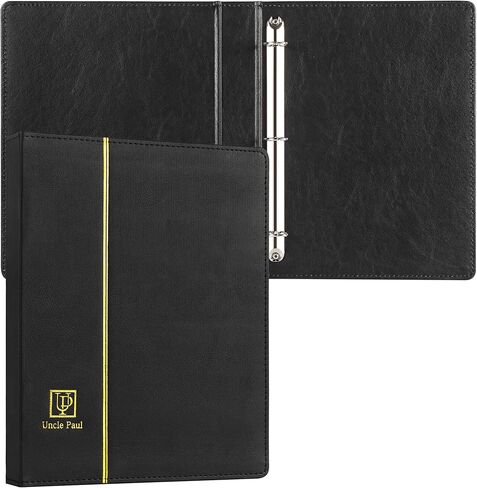 4 Ring Binder Albums - 12.5" x 10" Black Cover Binders Compatible with 9-Hole 11-Hole Pocket Pages Universal for Stamps Coins Banknotes Documents BU04BK in Saudi Arabia