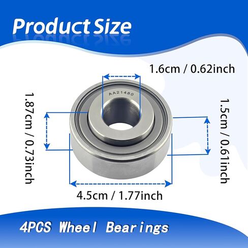 4PCS for John Deere ZTrak Front Wheel Bearing ZTrak 657 667 667A 717A 727 737 757 777 797 Reference#A21480 204FREN 204PY3 GA2014 1268017C91 120-3366 in Saudi Arabia