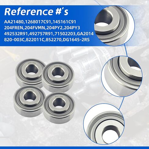 4PCS for John Deere ZTrak Front Wheel Bearing ZTrak 657 667 667A 717A 727 737 757 777 797 Reference#A21480 204FREN 204PY3 GA2014 1268017C91 120-3366 in Saudi Arabia