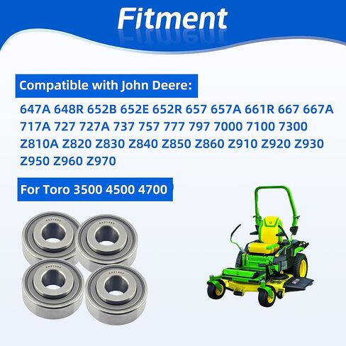 4PCS for John Deere ZTrak Front Wheel Bearing ZTrak 657 667 667A 717A 727 737 757 777 797 Reference#A21480 204FREN 204PY3 GA2014 1268017C91 120-3366 in Saudi Arabia