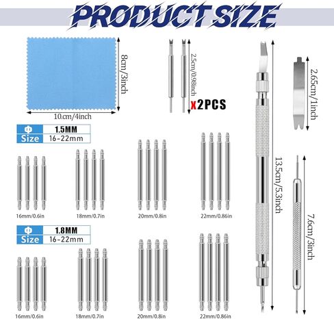 39pcs Watch Pins Replacement Kit, Watch Band Repair Tool with Spring Bar, 18/20/22/24mm Stainless Steel Watches Bands Pins for Watches Band Repair in Saudi Arabia