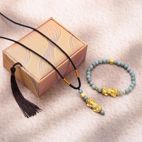 مجموعة قلادة سوار Fengshui Wealth سوار من اليشم الأخضر الحقيقي للنساء تجذب الأساور الغنية المحظوظة in Kuwait