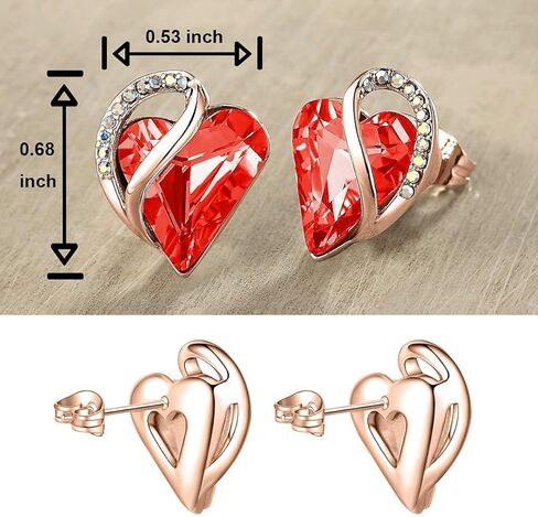 Leafael Infinity Love Crystal Heart Bundle Jewelry Set with Carnelian Red Healing Stone Crystal with Courage Gifts for Women Necklace Earrings Bracelet, 18K Rose Gold Plated in Saudi Arabia