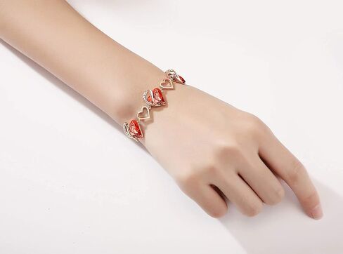 Leafael Infinity Love Crystal Heart Bundle Jewelry Set with Carnelian Red Healing Stone Crystal with Courage Gifts for Women Necklace Earrings Bracelet, 18K Rose Gold Plated in Saudi Arabia