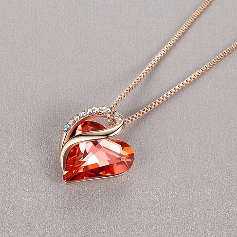 Leafael Infinity Love Crystal Heart Bundle Jewelry Set with Carnelian Red Healing Stone Crystal with Courage Gifts for Women Necklace Earrings Bracelet, 18K Rose Gold Plated in Saudi Arabia