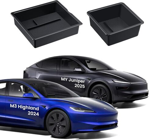 صينية تنظيم وحدة التحكم المركزية لـ Tesla Model Y 2024 2023-2020، BANKKY 5 قطع من الملحقات الداخلية مع صينية تخزين مسند الذراع، صندوق تخزين مخفي، إدراج حامل أكواب، حصيرة شاحن لاسلكي لوحدة التحكم المركزية in Kuwait