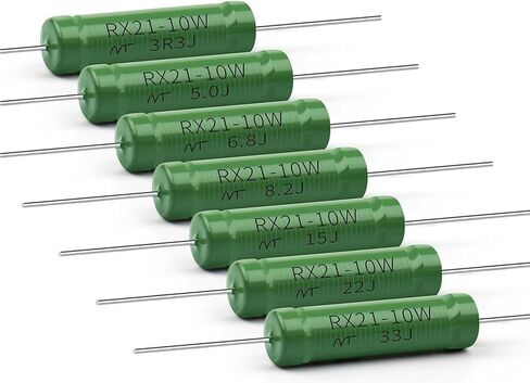 10 قطعة RX21 10W سلك الجرح المقاومة 5% 1R 10R 12R 15R 20R 22R 51R 56R 100R RX21-10W المتكلم كروس سلك لف المقاوم (22R) in Saudi Arabia
