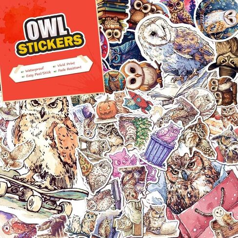 100 Pack Owl Stickers (Large Size), Owl Graphic Decal Sticker for Laptop, Phone, Car, Water Bottle, Stickers for Adult and Owl Lovers in Kuwait
