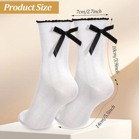6Pairs Cute Ruffle Bow Socks for Women, Ruffle Frilly Ankle Crew Socks Coquette Soft Breathable Cotton Socks for Women in Saudi Arabia