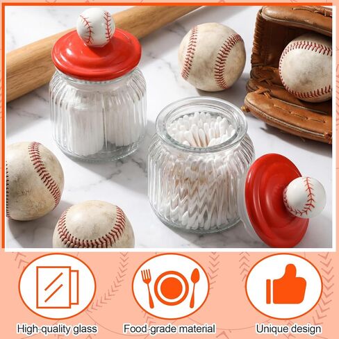 4 مجموعات من الجرار الزجاجية للبيسبول، برطمانات حلوى البيسبول مع غطاء وملصق، حاوية حلوى البيسبول سعة 22oz، هدية كبيرة ومضحكة للاعبي الفريق واللاعبين الرياضيين والحفلات المفضلة لتزيين المنزل in Kuwait