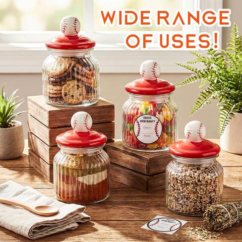 4 مجموعات من الجرار الزجاجية للبيسبول، برطمانات حلوى البيسبول مع غطاء وملصق، حاوية حلوى البيسبول سعة 22oz، هدية كبيرة ومضحكة للاعبي الفريق واللاعبين الرياضيين والحفلات المفضلة لتزيين المنزل in Kuwait