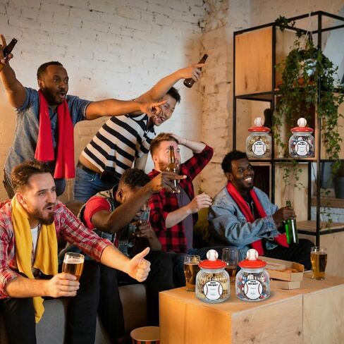 4 مجموعات من الجرار الزجاجية للبيسبول، برطمانات حلوى البيسبول مع غطاء وملصق، حاوية حلوى البيسبول سعة 22oz، هدية كبيرة ومضحكة للاعبي الفريق واللاعبين الرياضيين والحفلات المفضلة لتزيين المنزل in Kuwait